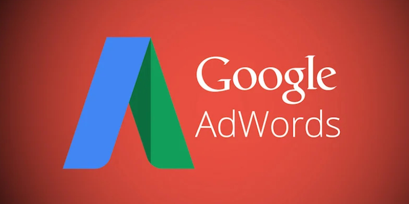 Google Adwords text Written In Red Background With Logo.